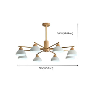 ZOWALA - Nordic Large Wood Metal Dome Chandelier Image - 17