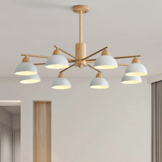 ZOWALA - Nordic Large Wood Metal Dome Chandelier Image - 2