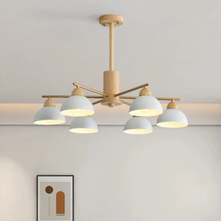 ZOWALA - Nordic Large Wood Metal Dome Chandelier Image - 3