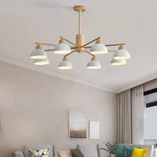 ZOWALA - Nordic Large Wood Metal Dome Chandelier Image - 4