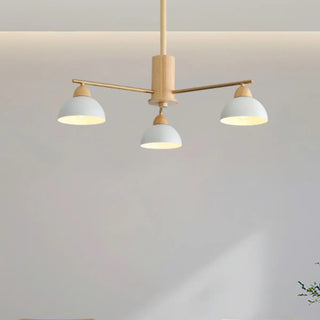 ZOWALA - Nordic Large Wood Metal Dome Chandelier Image - 6