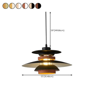 ZOWALA - Nordic Multi-Layer Iron Restaurant Walnut Pendant Light #size