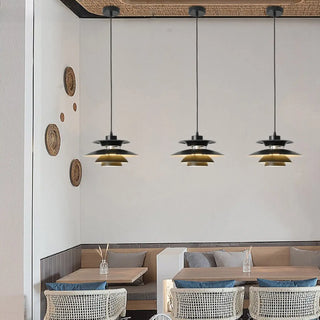 ZOWALA - Nordic Multi-Layer Iron Restaurant Walnut Pendant Light Image - 5