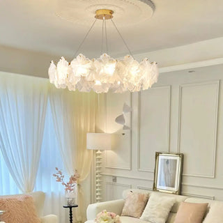 ZOWALA - Nordic Luxury Frosted Glass Petal Bedroom Clear Chandelier Image - 1