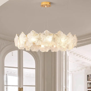 ZOWALA - Nordic Luxury Frosted Glass Petal Bedroom Clear Chandelier Image - 13