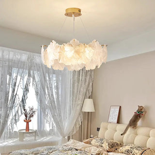 ZOWALA - Nordic Luxury Frosted Glass Petal Bedroom Clear Chandelier Image - 14