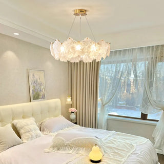 ZOWALA - Nordic Luxury Frosted Glass Petal Bedroom Clear Chandelier Image - 2