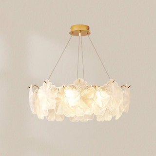 ZOWALA - Nordic Luxury Frosted Glass Petal Bedroom Clear Chandelier Image - 4