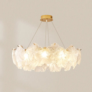 ZOWALA - Nordic Luxury Frosted Glass Petal Bedroom Clear Chandelier Image - 5