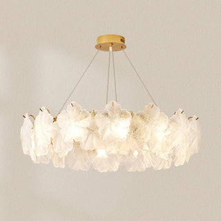 ZOWALA - Nordic Luxury Frosted Glass Petal Bedroom Clear Chandelier Image - 6
