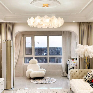 ZOWALA - Nordic Luxury Frosted Glass Petal Bedroom Clear Chandelier Image - 7