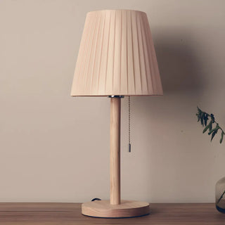 Elegant Macaron Barrel Fabric Wood Base Table Lamp Zawala Image - 10