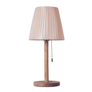 Elegant Macaron Barrel Fabric Wood Base Table Lamp Zawala Image - 14