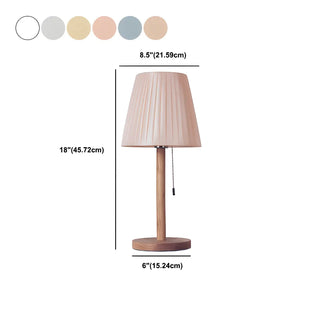 Elegant Macaron Barrel Fabric Wood Base Table Lamp Zawala #size
