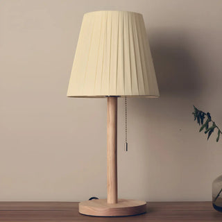 Elegant Macaron Barrel Fabric Wood Base Table Lamp Zawala Image - 7