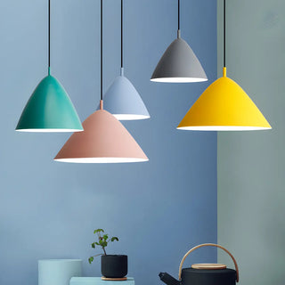 ZOWALA - Nordic Candy Colored Matte Metal Cone Pendant Light Image - 1