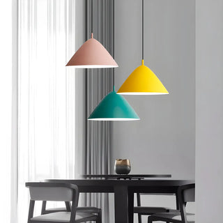 ZOWALA - Nordic Candy Colored Matte Metal Cone Pendant Light Image - 2