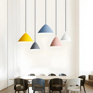 ZOWALA - Nordic Candy Colored Matte Metal Cone Pendant Light Image - 3