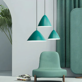 ZOWALA - Nordic Candy Colored Matte Metal Cone Pendant Light Image - 4