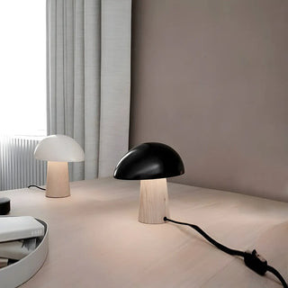 Modern Dome Mushroom Wood Base Bedroom LED Table Lamp Zawala Image - 1