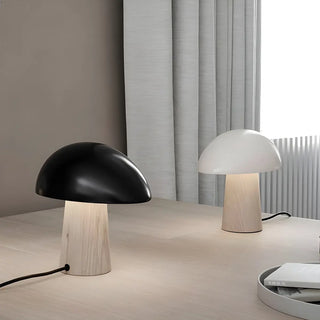 Modern Dome Mushroom Wood Base Bedroom LED Table Lamp Zawala Image - 2