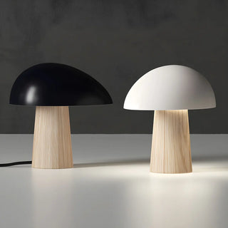 Modern Dome Mushroom Wood Base Bedroom LED Table Lamp Zawala Image - 3
