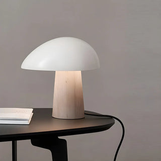 Modern Dome Mushroom Wood Base Bedroom LED Table Lamp Zawala Image - 4