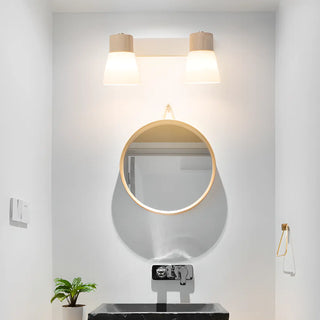 ZOWALA - Modern Wood and Frosted Glass Vanity Wall Light Image - 1