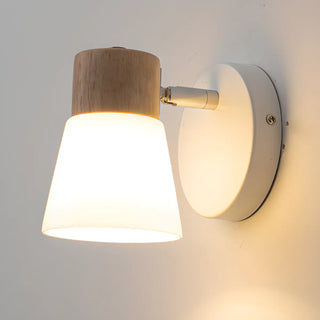 ZOWALA - Modern Wood and Frosted Glass Vanity Wall Light Image - 2