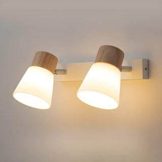 ZOWALA - Modern Wood and Frosted Glass Vanity Wall Light Image - 3