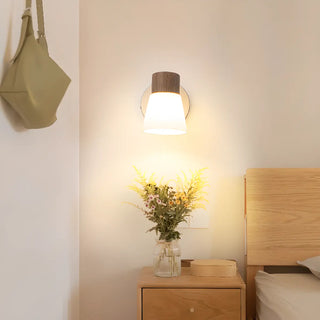 ZOWALA - Modern Wood and Frosted Glass Vanity Wall Light Image - 5