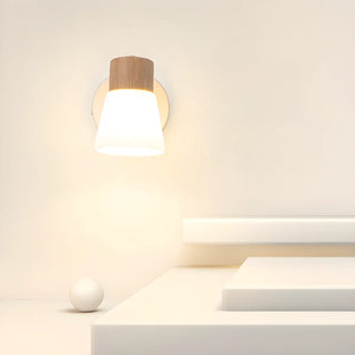 ZOWALA - Modern Wood and Frosted Glass Vanity Wall Light Image - 6