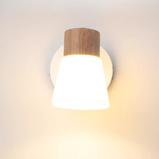 ZOWALA - Modern Wood and Frosted Glass Vanity Wall Light Image - 8