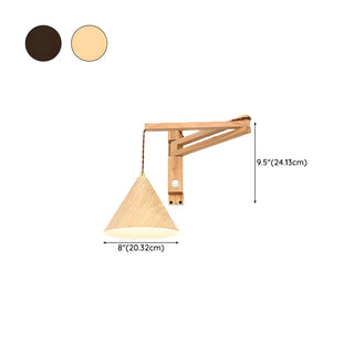 Nordic Swing Arm Adjustable Iron Wood Color Wall Light #size