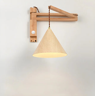 Nordic Swing Arm Adjustable Iron Wood Color Wall Light Image - 4