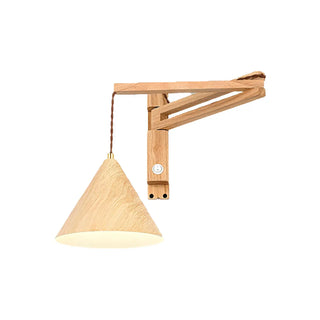 Nordic Swing Arm Adjustable Iron Wood Color Wall Light Image - 6