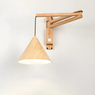 Nordic Swing Arm Adjustable Iron Wood Color Wall Light Image - 7
