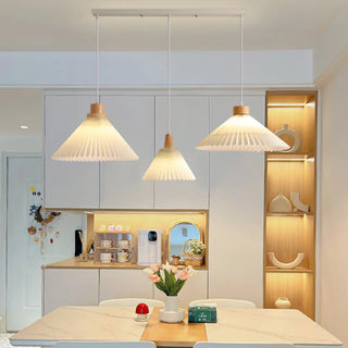 ZOWALA - Modern Pleated Fabric White Dining Room Pendant Light Image - 1