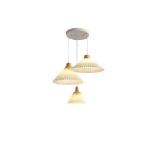 ZOWALA - Modern Pleated Fabric White Dining Room Pendant Light Image - 10