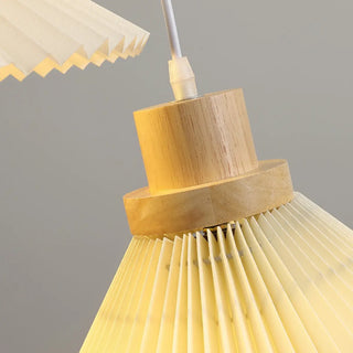 ZOWALA - Modern Pleated Fabric White Dining Room Pendant Light Image - 12