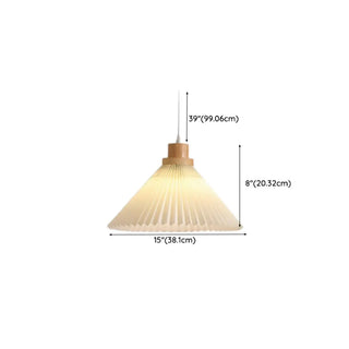 ZOWALA - Modern Pleated Fabric White Dining Room Pendant Light Image - 18