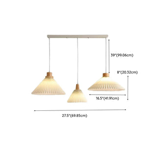 ZOWALA - Modern Pleated Fabric White Dining Room Pendant Light Image - 20