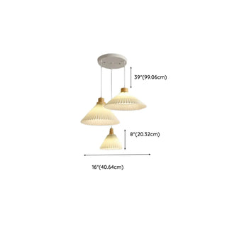ZOWALA - Modern Pleated Fabric White Dining Room Pendant Light Image - 21