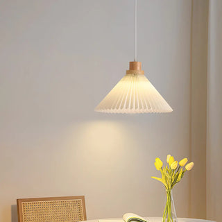 ZOWALA - Modern Pleated Fabric White Dining Room Pendant Light Image - 3
