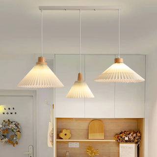 ZOWALA - Modern Pleated Fabric White Dining Room Pendant Light Image - 4