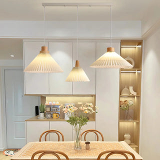 ZOWALA - Modern Pleated Fabric White Dining Room Pendant Light Image - 5