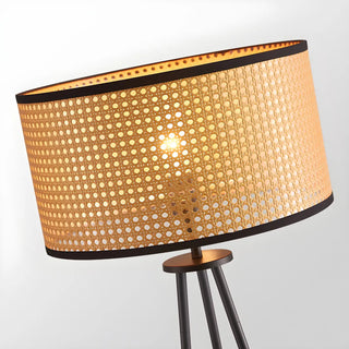 Beige Rattan Barrel Shade Modern Tripod Floor Lamp Zawala Image - 12