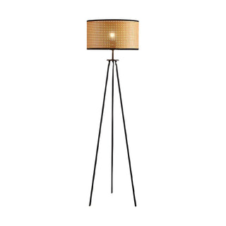 Beige Rattan Barrel Shade Modern Tripod Floor Lamp Zawala Image - 14