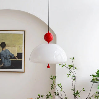 ZOWALA - Nordic Red White Glass Mushroom Chandelier Image - 1
