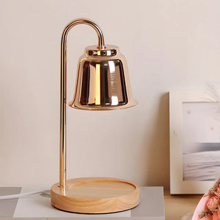 Nordic Fashion Golden Bell Shade Wooden Base Table Lamp Zawala Image - 1